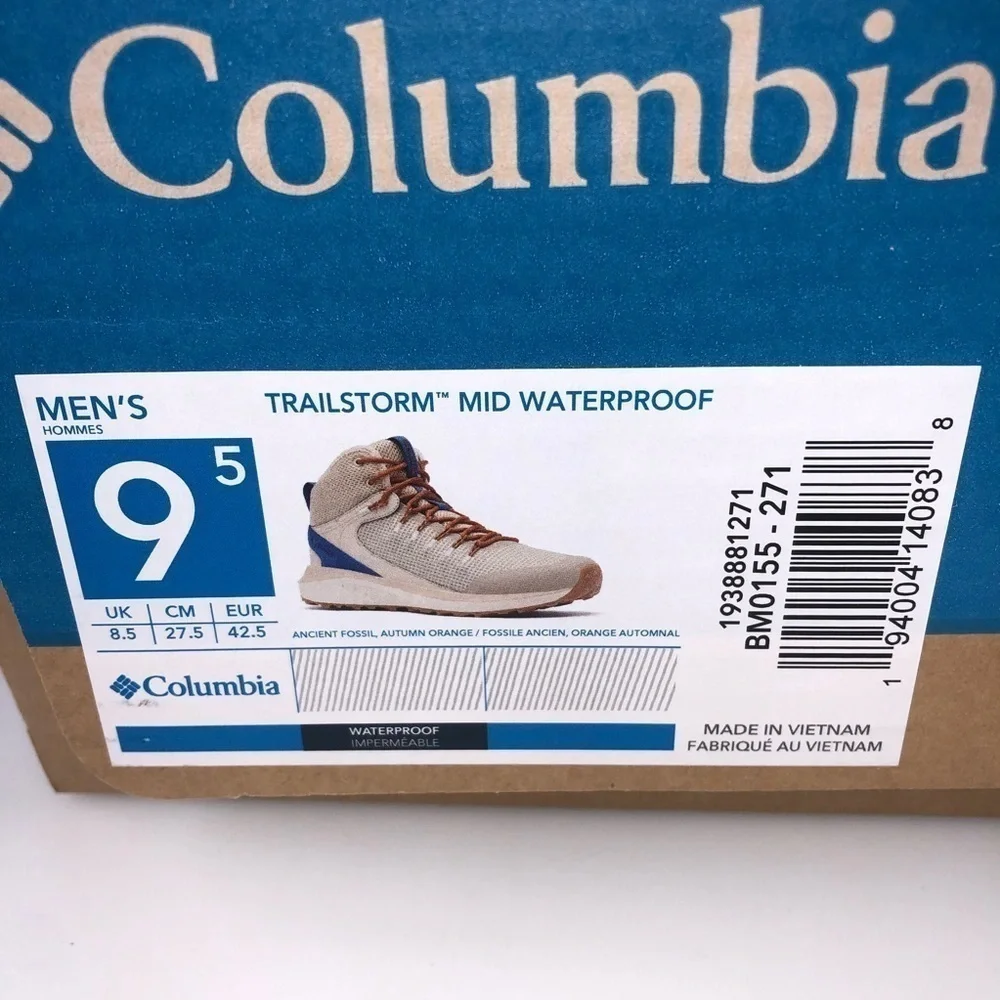 Columbia Men Trailstorm Mid Waterproof Top Hiking Sneakers Fossil Boots